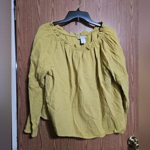 C&C California 100% Cotton Mustard Yellow Off The Shoulder Blouse!